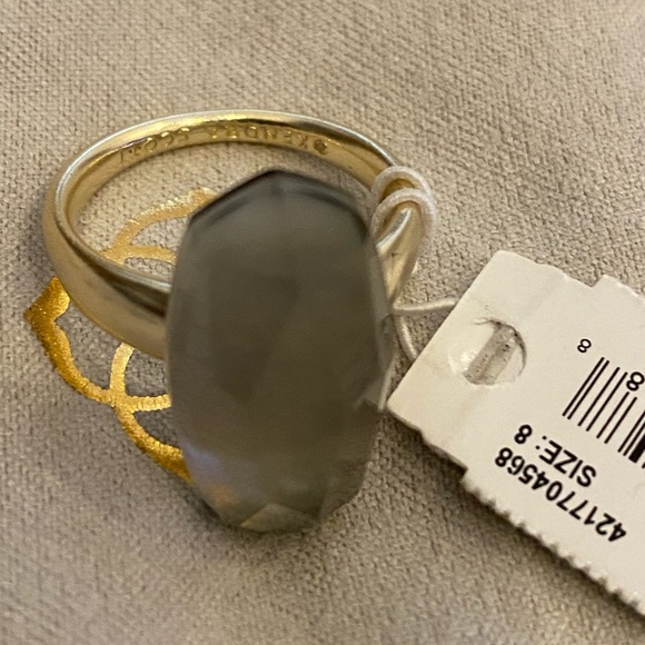 Kendra Scott Jewelry - Kendra Scott Yellow Gold Gray Silver Stone Cocktail Ring Retired Jewelry Size 8